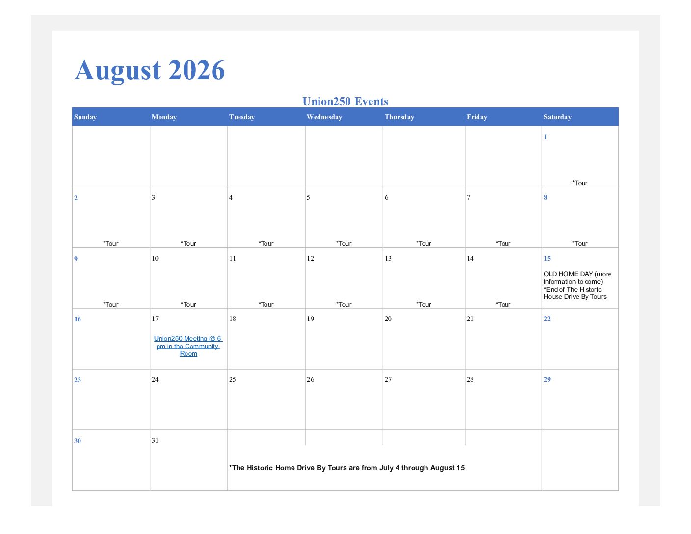New Union250- August